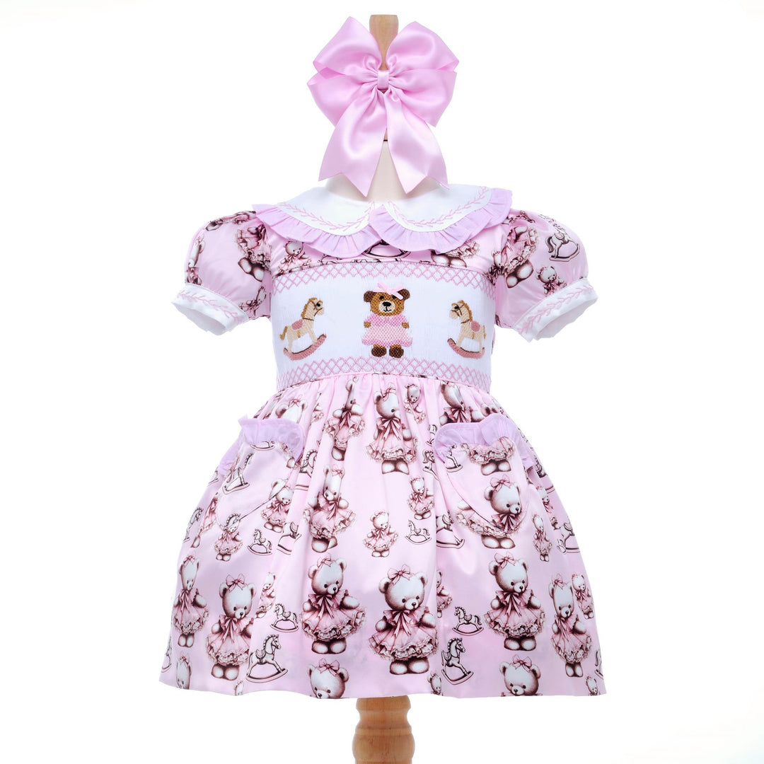 princess party dress smocked pink baby dress smocked girls dress