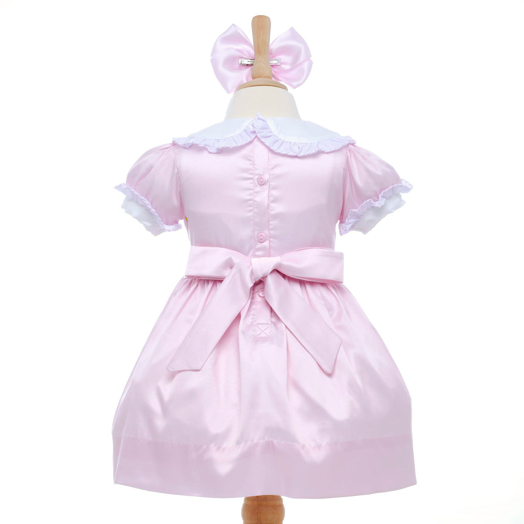 satin pink baby dress smocked pink baby dress girls smocked satin pink dress