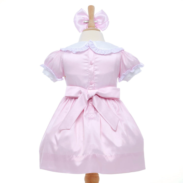 satin pink baby dress smocked pink baby dress girls smocked satin pink dress