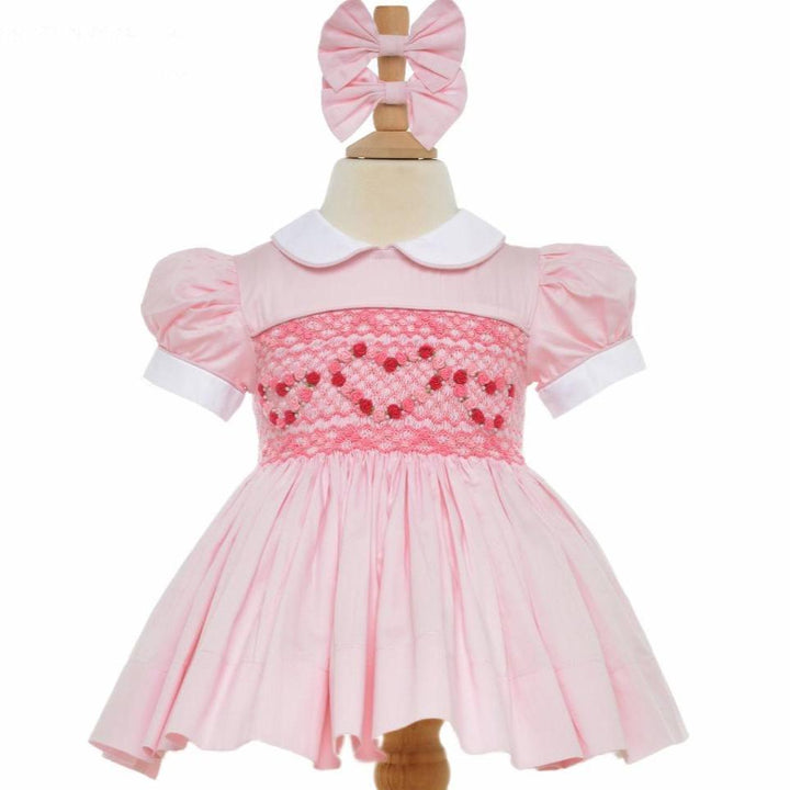 Ocean Baby Pink Heart Sateen Dress (NB-8Yrs)