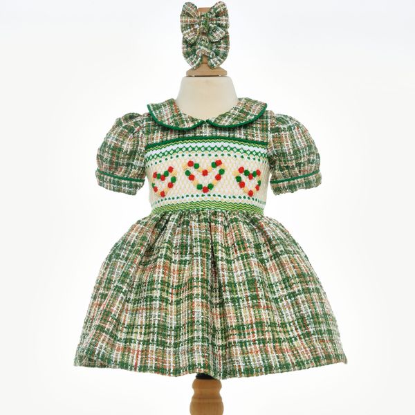 Ocean Baby Girls Smocked Green Tweed Heart Dress (NB-8Yrs) – Ocean