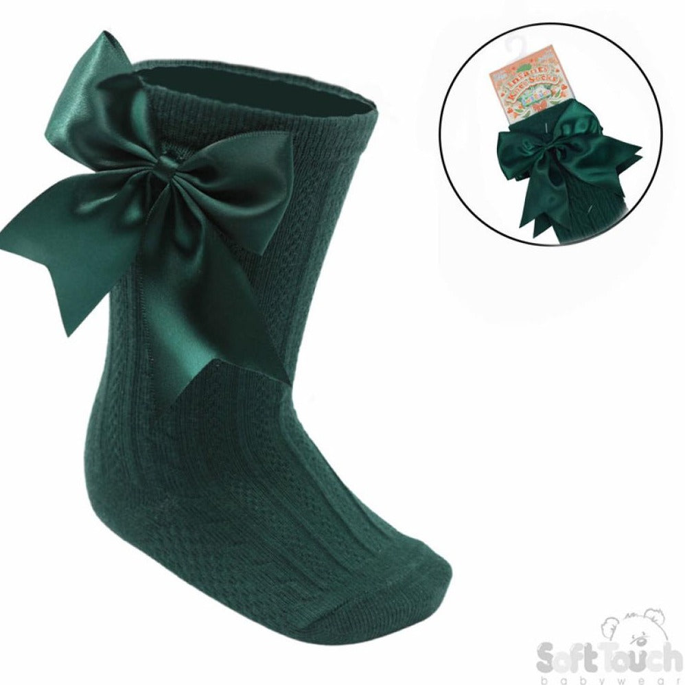 Emerald Knee High Girls Bow Socks (0-24M)