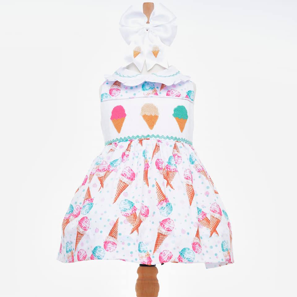 Ocean Baby Girls Ice Cream Smocked Front & Back Petticoat Layered Dres –  Ocean Baby Limited