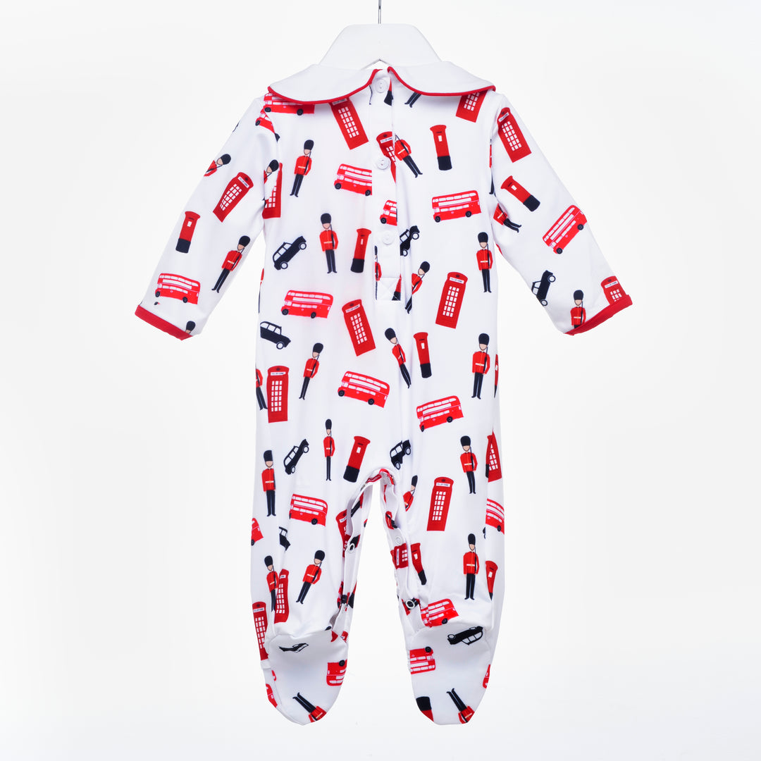 smocked baby boys sleepsuit