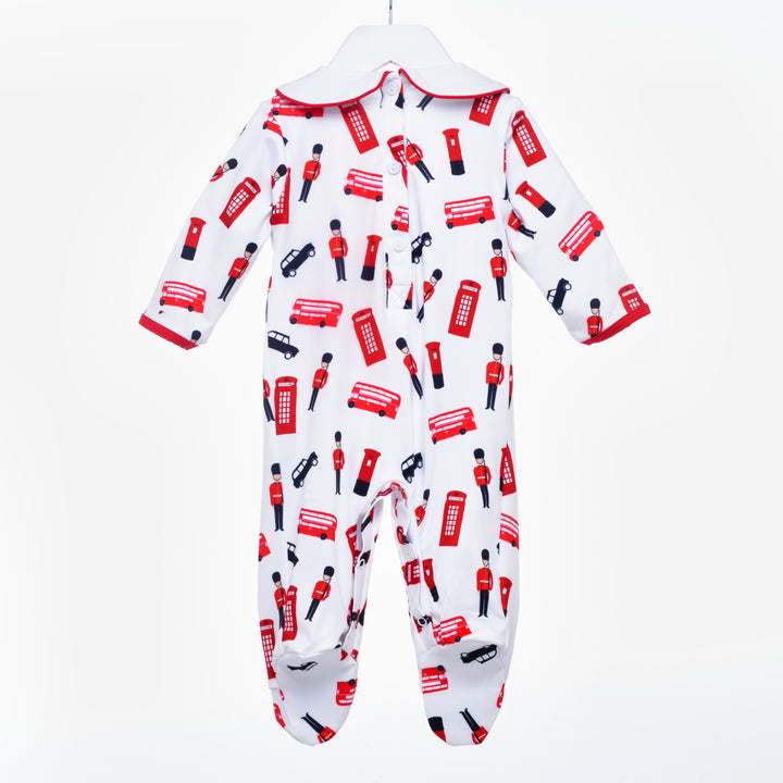smocked baby boys sleepsuit