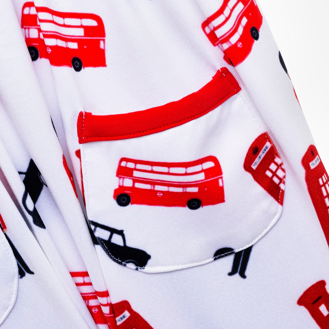 smocked london themed baby clothes