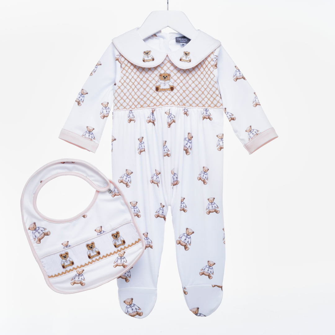 smocked unisex baby sleepsuit smocked babygrow