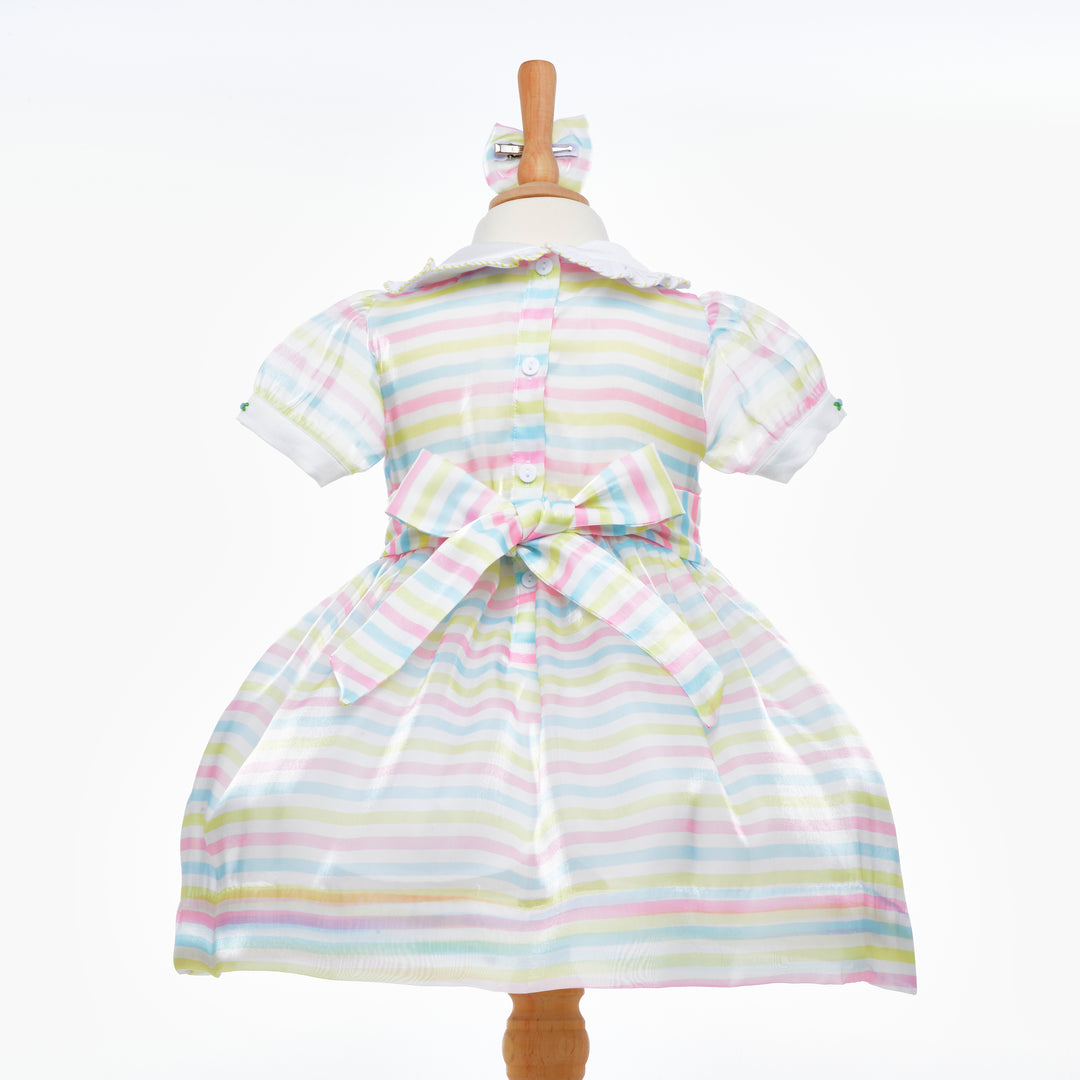 Ocean Baby Girls Smocked Candy Stripe Organza Dress (NB-8Yrs)