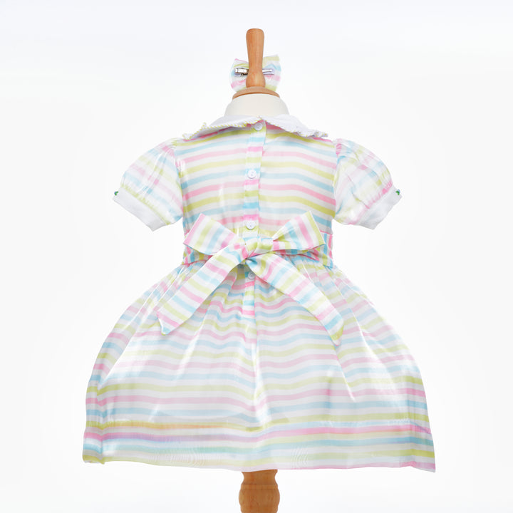 Ocean Baby Girls Smocked Candy Stripe Organza Dress (NB-8Yrs)