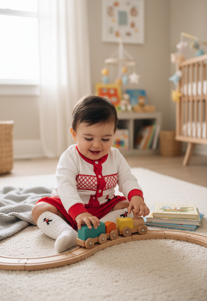 Ocean Baby Boys Red King's Soldier Smocked Cardigan & Pants Outfit (NB-3Yrs)