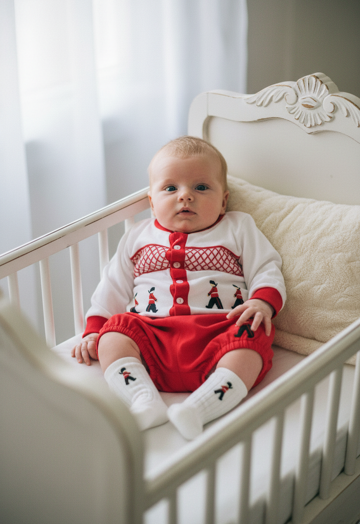 Ocean Baby Boys Red King's Soldier Smocked Cardigan & Pants Outfit (NB-3Yrs)