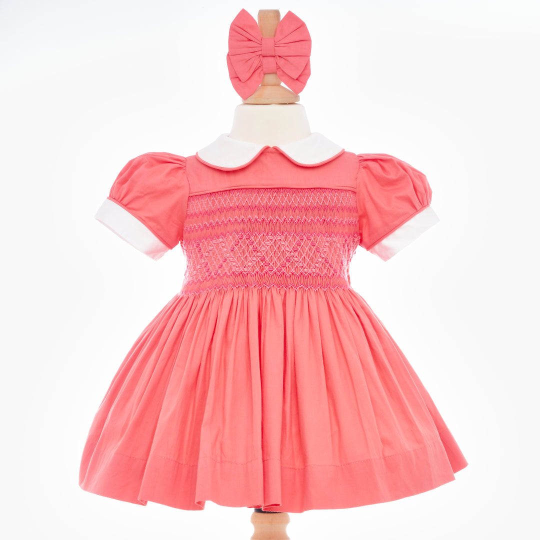 Ocean Baby Girls Salmon Sateen Smocked Petticoat Layered Dress - (NB-10Yrs)