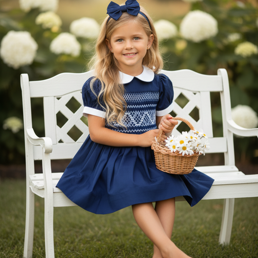 sachin and babi light blue dress Navy Satin Bow Tulle Dress main image 1