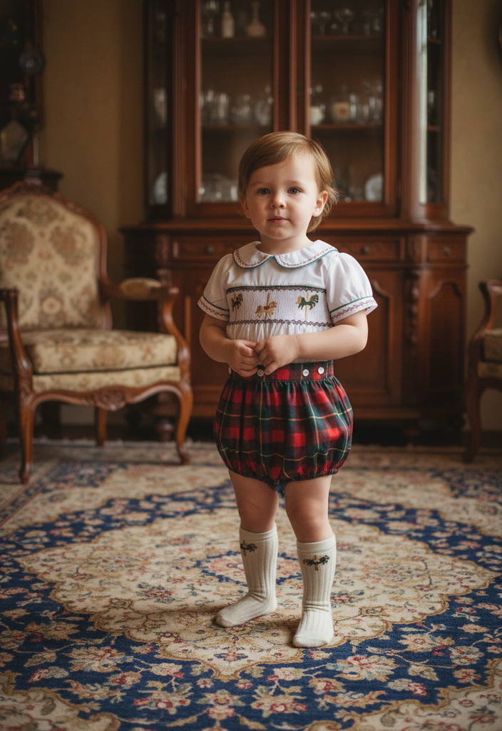 Ocean Baby Boys Trio Plaid Smocked Buster Suit Set (NB-3Yrs)