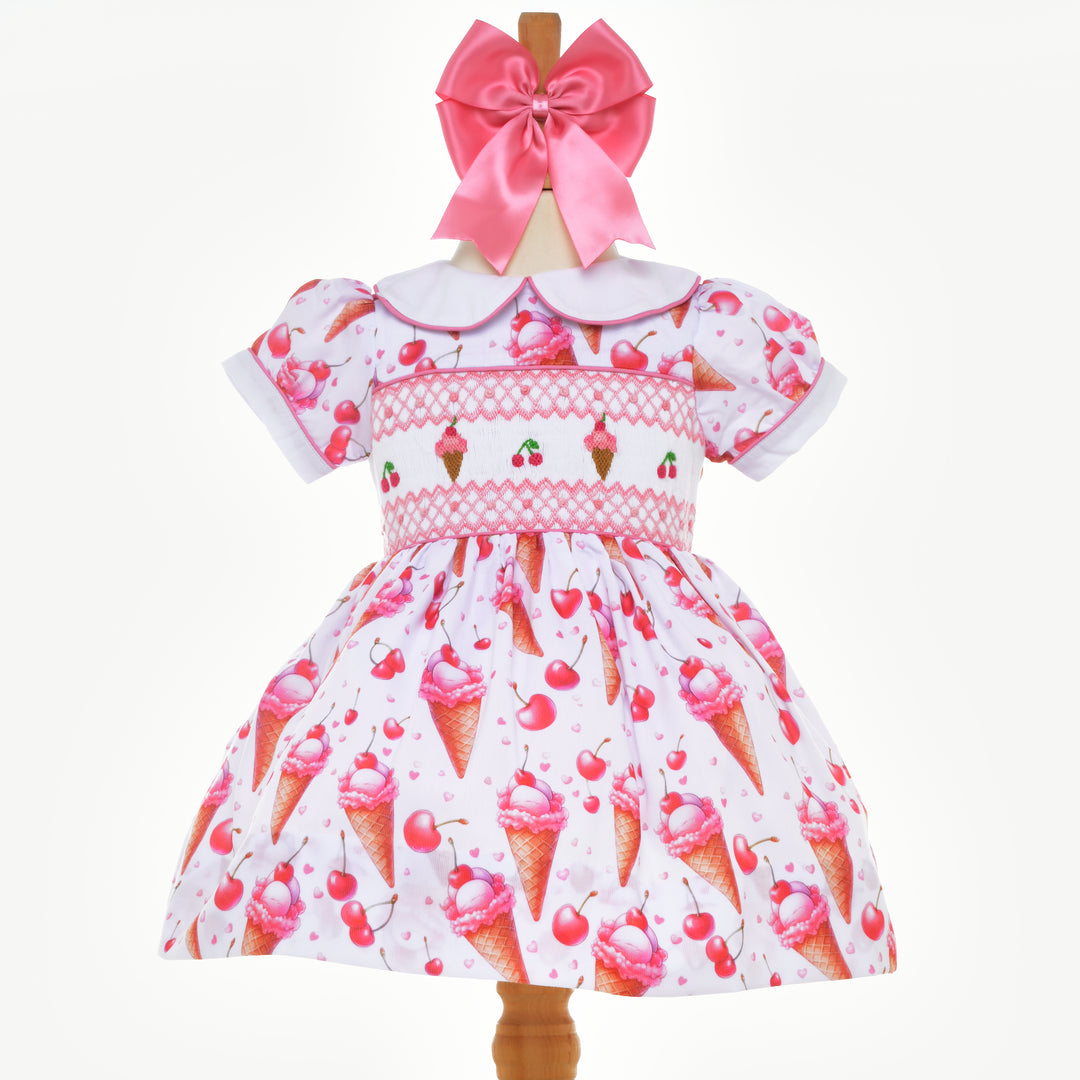Ocean Baby Smocked Cherry Sundae Petticoat Layered Dress (3M-10Y)