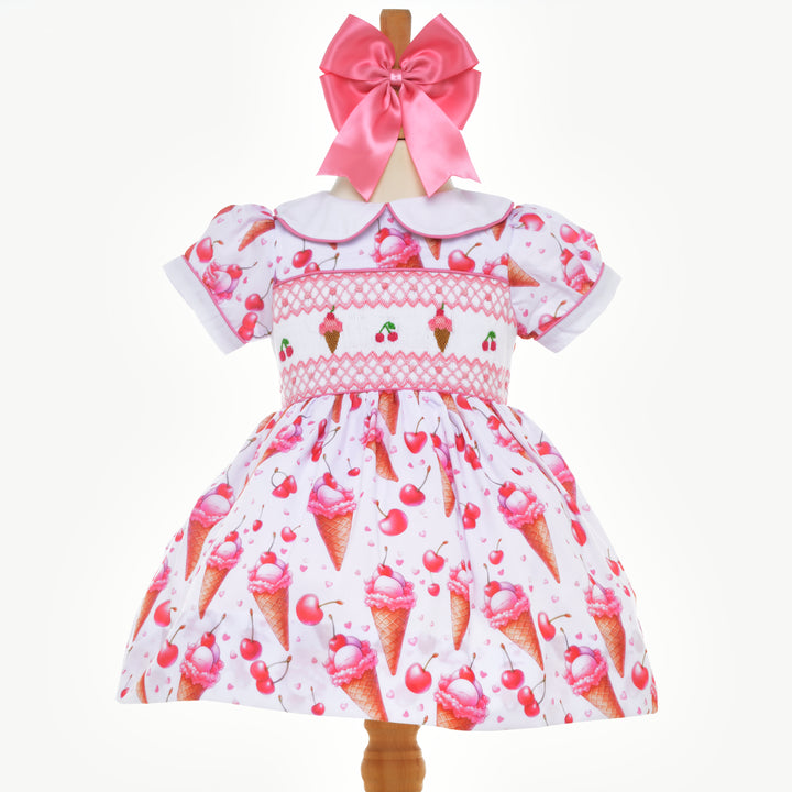 Ocean Baby Smocked Cherry Sundae Petticoat Layered Dress (3M-10Y)