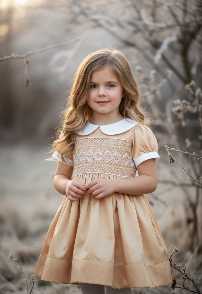 Ocean Baby Smocked Amber Gold Petticoat Layered Dress (NB-10Y)