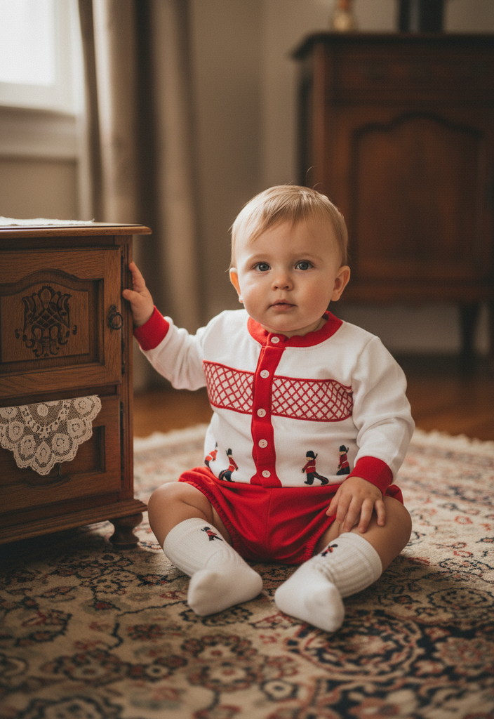 Ocean Baby Boys Red King's Soldier Smocked Cardigan & Pants Outfit (NB-3Yrs)