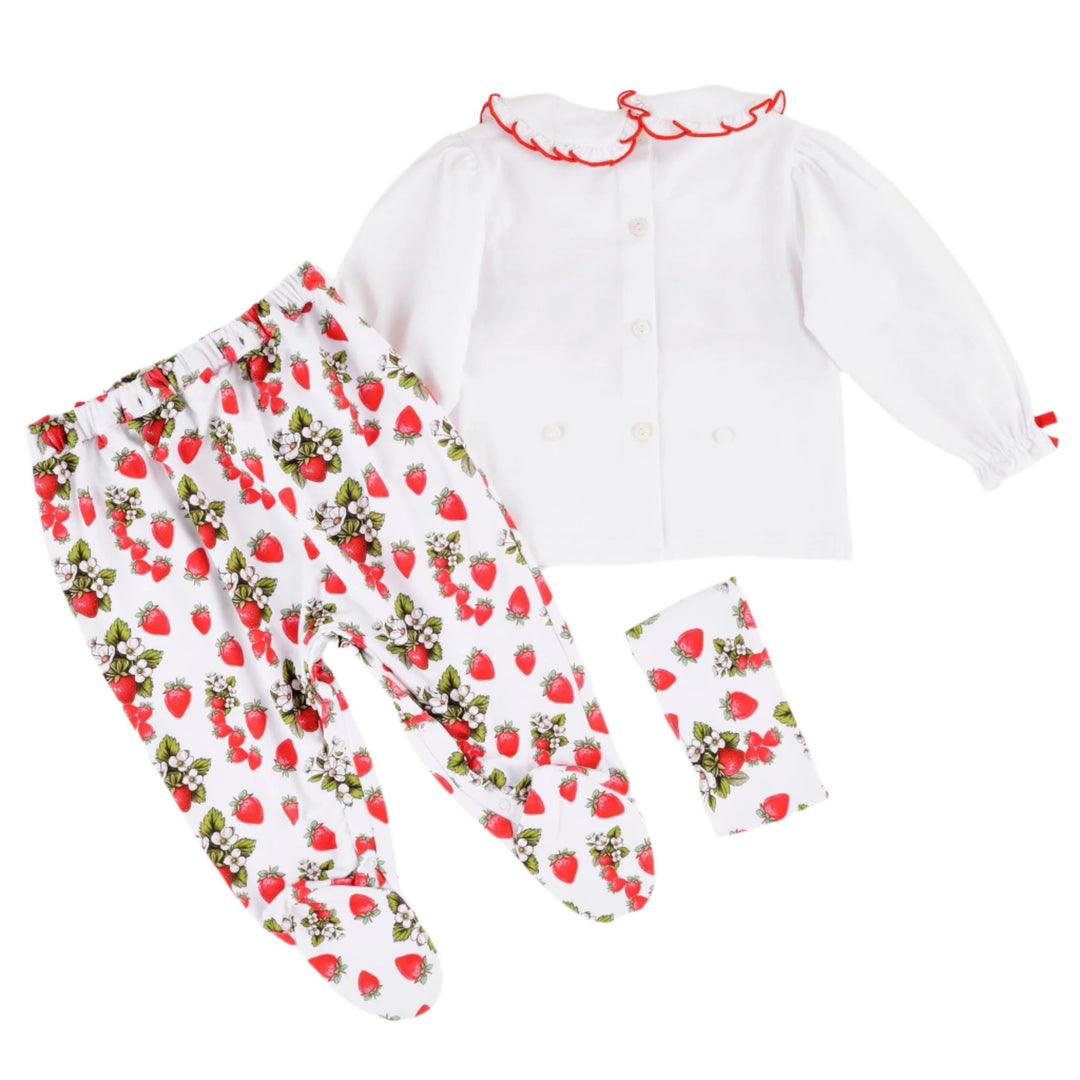 girls summer smocked strawberry sleepsuit