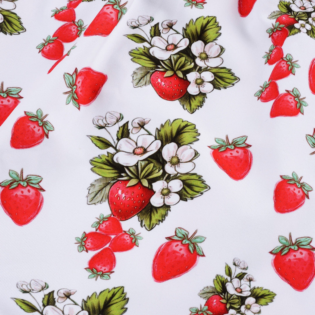 smocked summer strawberry sleepsuit