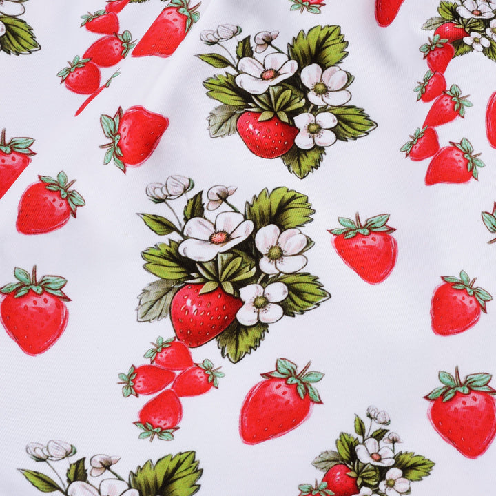 smocked summer strawberry sleepsuit