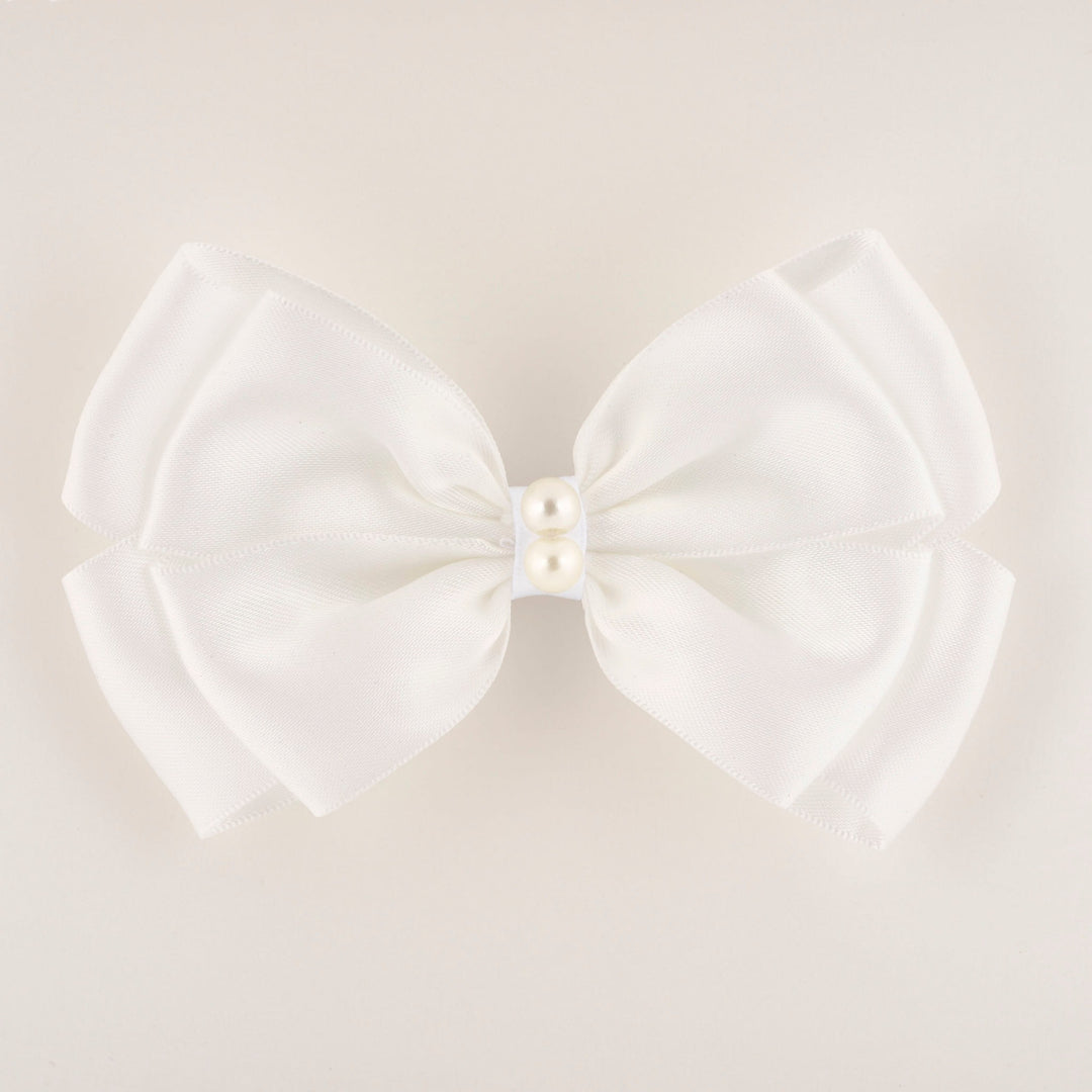 Ocean Baby Pearl Embellished Bow - White