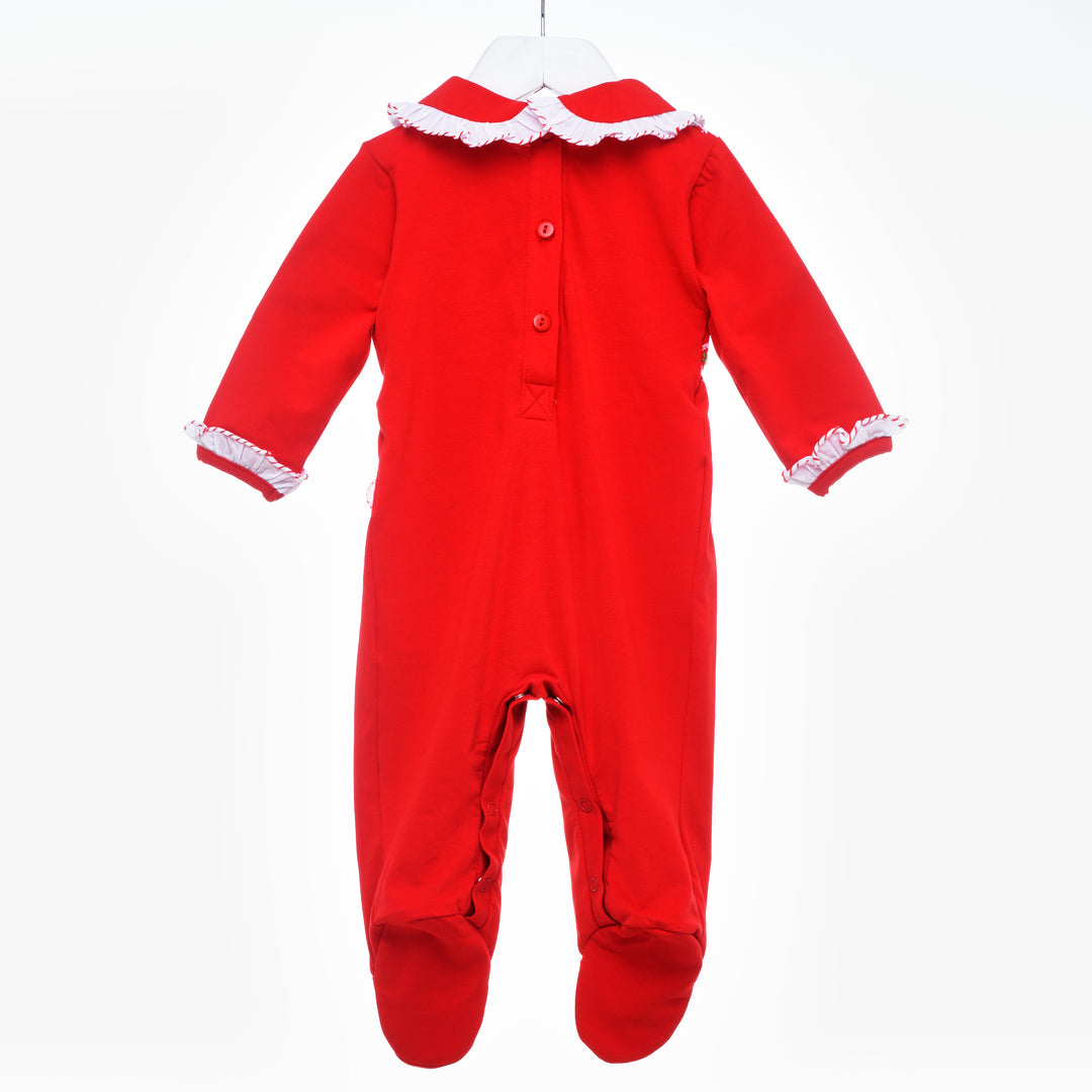 red baby grow red smocked babygrow
