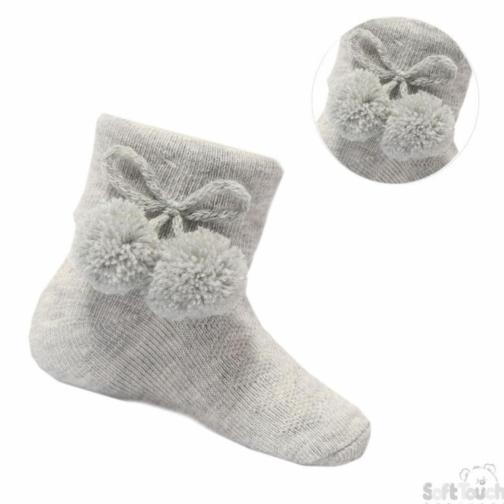 grey baby pom pom socks