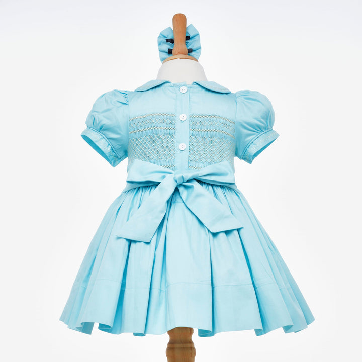 blue baby smocked dress girls smocked dress