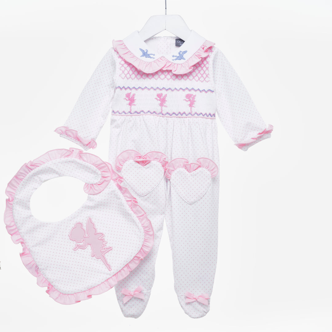 baby girls smocked sleepsuit