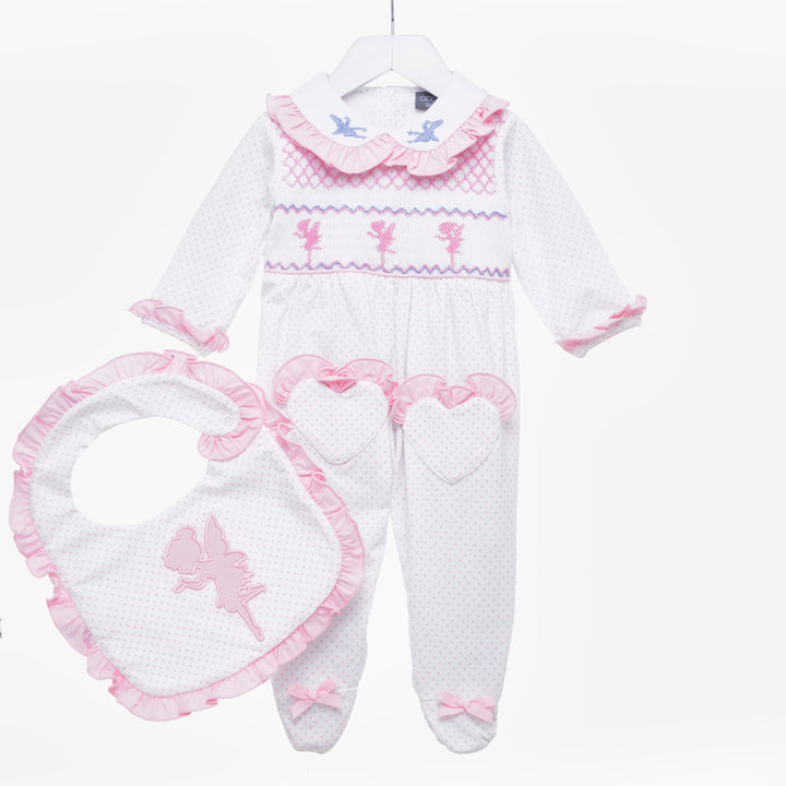 baby girls smocked sleepsuit