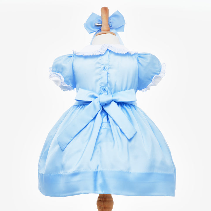 smocked baby dress blue