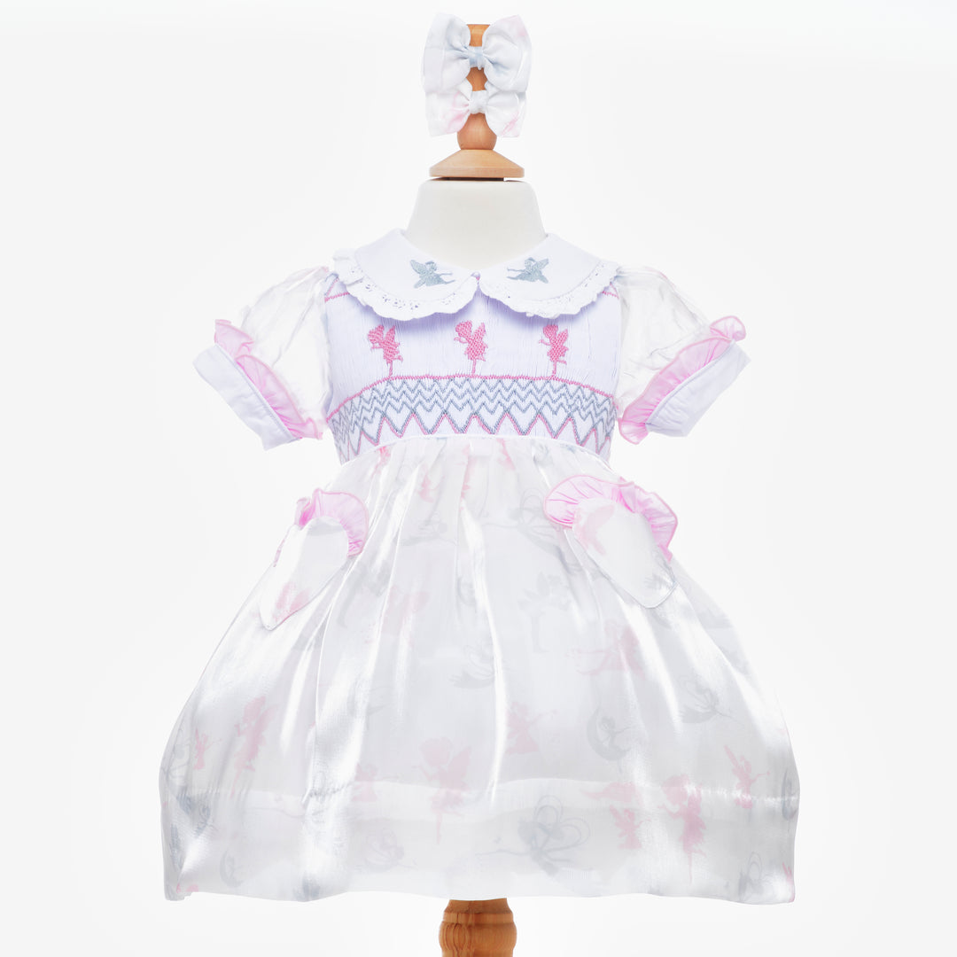 smocked baby girls organza dress