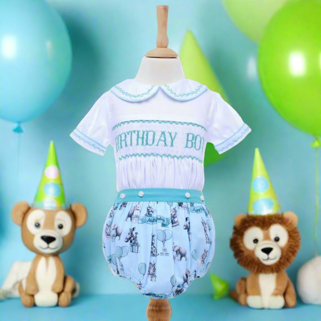 birthday boy suit set birthday smock pattern safari party for boys