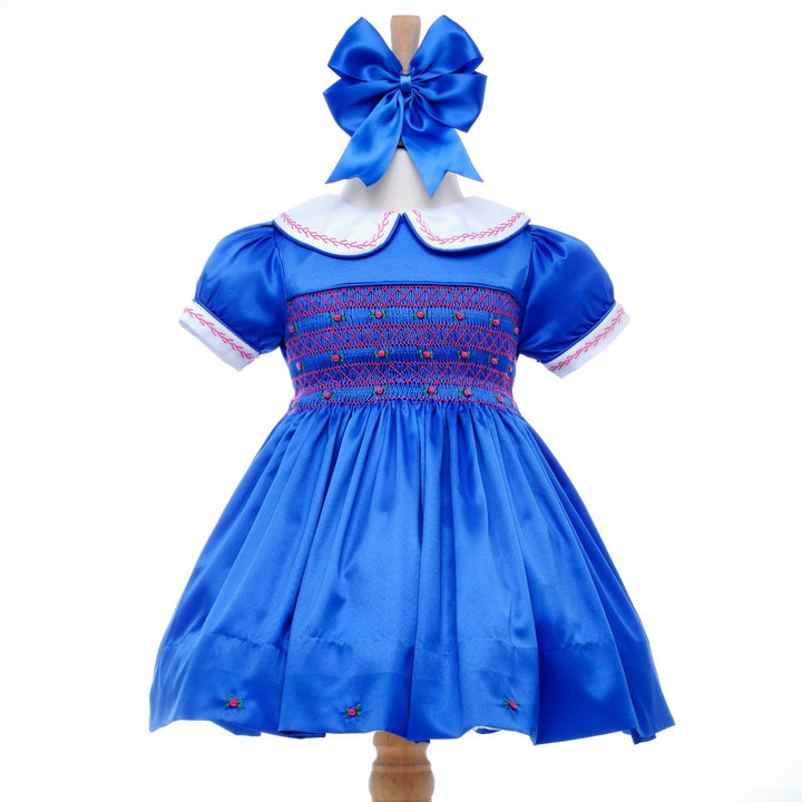 smocked blue baby dress royal blue baby dress royal blue girls smocked dress