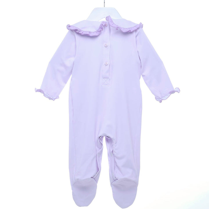 lilac babygrow lilac smocked sleepsuit hand made baby clothes