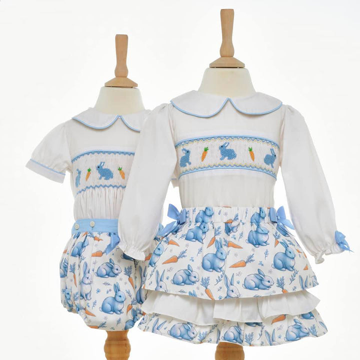 matching boys and girls smocked bunny sets