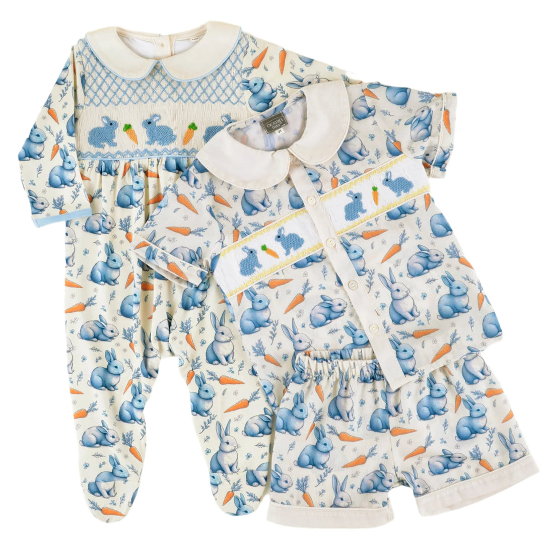 matching easter boys bunny pj sleepsuit set