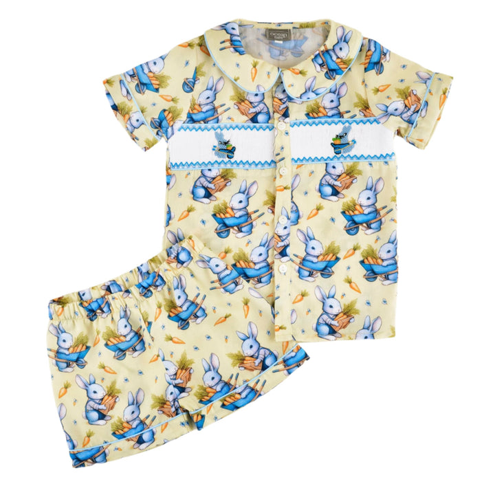 boys smocked rabbit pjs