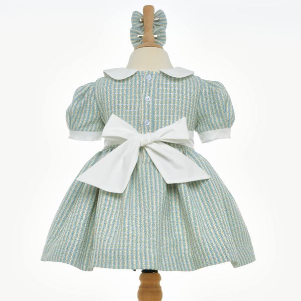 Ocean Baby Girls Old Fashioned Blue Tweed Petticoat Layered Dress (12M-12Yrs)