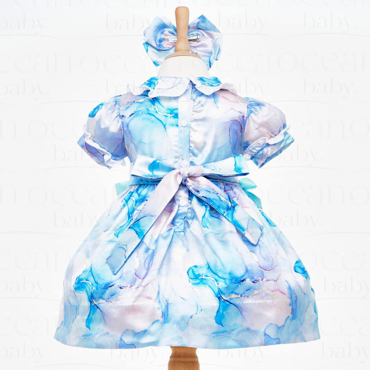 Ocean Baby Girls Mykonos Satin Smocked Petticoat Layered Dress (NB-8Yrs)