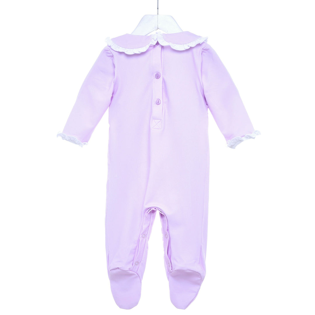 smocked baby sleepsuit