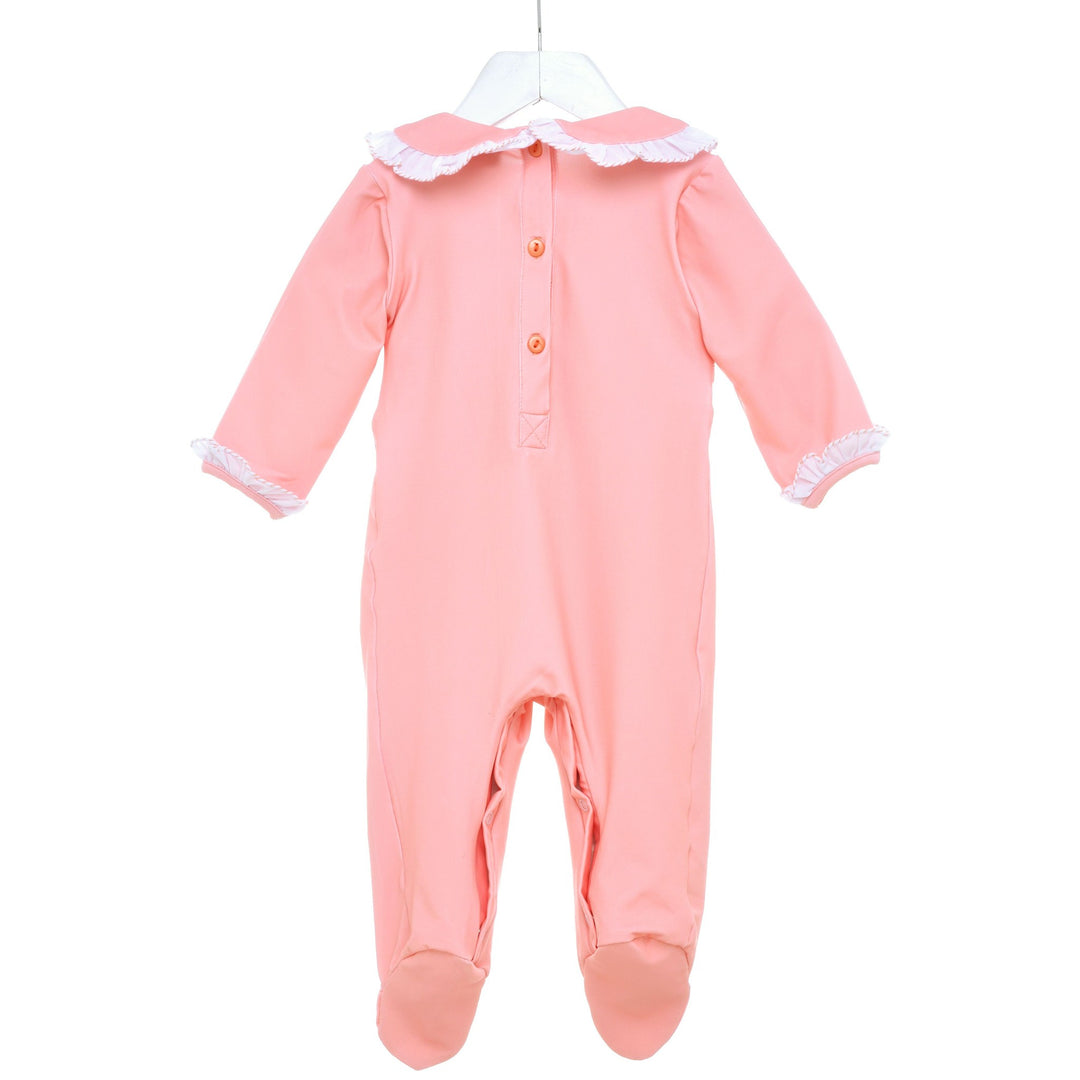 smocked baby girls sleepsuit