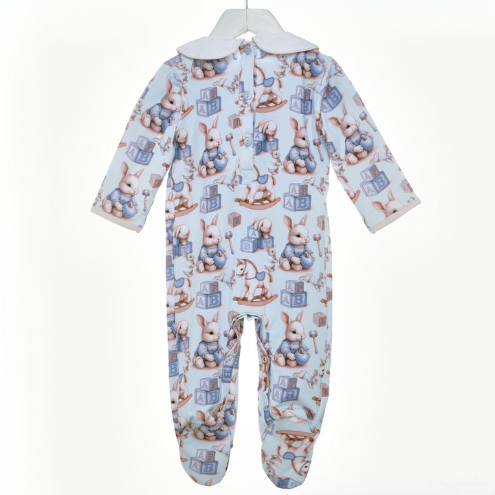 boys smocked babygrow smocked sleepsuit