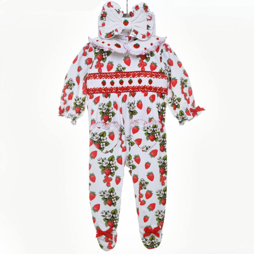 baby girls smocked sleepsuit