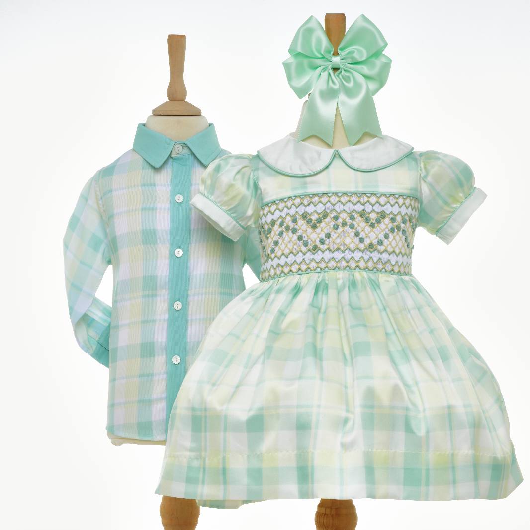 matching lemon and mint smocked Easter outfits