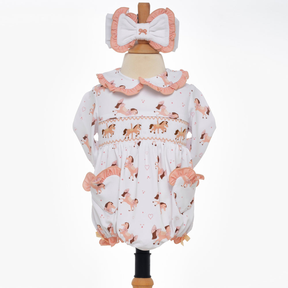 girls smocked bubble suit set