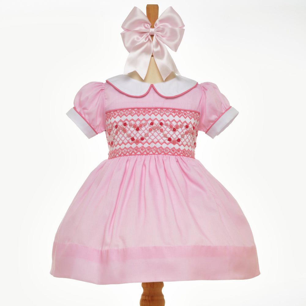 Pink Heart smocked girls dress