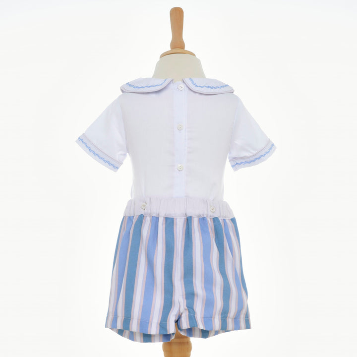 boys smocked striped short set