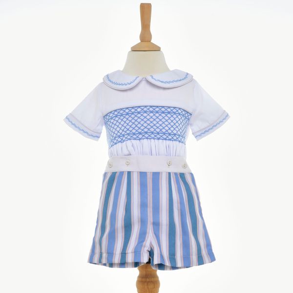 boys smocked short set